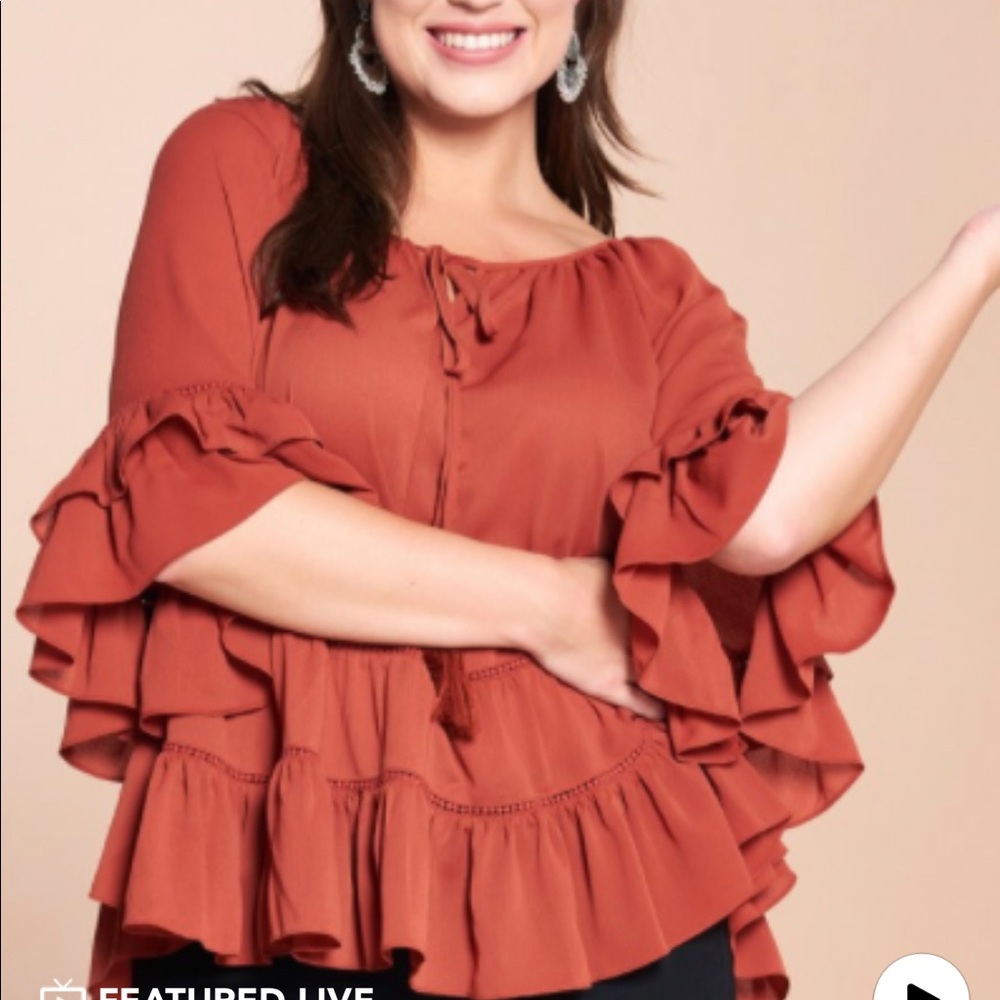 Red ruffle top